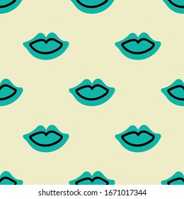 Abstract green lips seamless repeat pattern for wrapping paper,prints,fabrics,wallpaper.