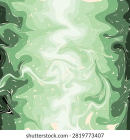 Abstract green liquid marble texture with swirling fluid paint effect.