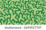 Abstract green liquid splash background with mossy ripple shapes, nature, moss, forest. Single non seamless pattern, hand drawn. Great for eco branding, organic product label, gardening blog banner