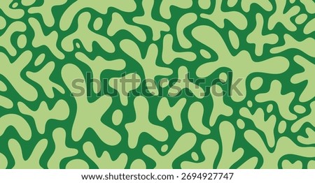 Abstract green liquid splash background with mossy ripple shapes, nature, moss, forest. Single non seamless pattern, hand drawn. Great for eco branding, organic product label, gardening blog banner