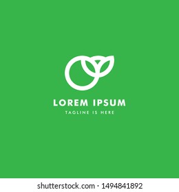 abstract green logo design templates, circles made with leaves and flowers