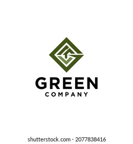 abstract green logo design vector graphic icon pine tree symbol emblem monogram Letter G company business initial name leaf nature