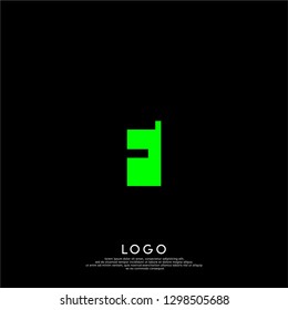 abstract green logo F letter design concept