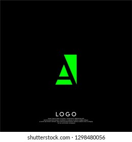 abstract green logo A letter design concept