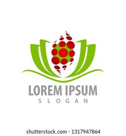 Abstract green lotus flower logo concept design. Symbol graphic template element 