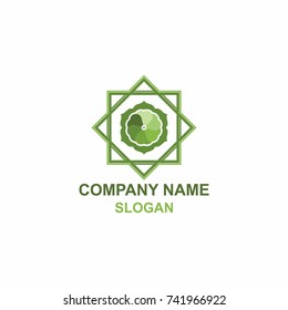 Abstract green love flower logo.