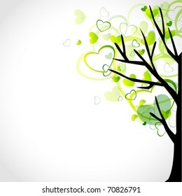 Abstract green love hearts tree