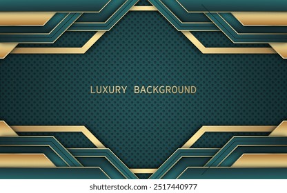 Abstract green luxury background with geometric shapes overlap layer