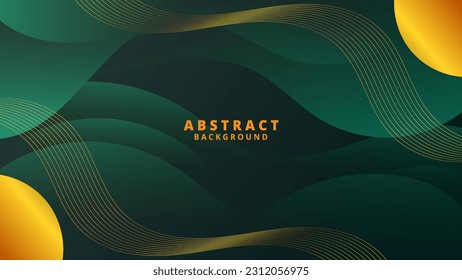 Abstract Green Luxury Fluid background. Modern  background design. gradient color. Golden Dynamic Waves. Liquid shapes composition.  Fit for website, banners, wallpapers, brochure, posters