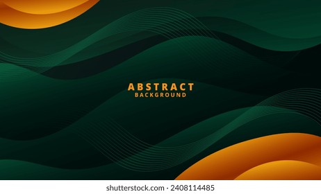 Abstract Green Luxury Fluid background. Modern  background design. gradient color. Golden Dynamic Waves. Liquid shapes composition.  Fit for website, banners, wallpapers, brochure, posters