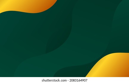 Abstrakter grüner luxuriöser Wellenhintergrund. Modernes Hintergrunddesign. goldene Farbe. Zusammensetzung der flüssigen Formen. Geeignet für Präsentationsdesign. Website, Grundlage für Banner, Bildschirmhintergründe, Broschüren, Poster