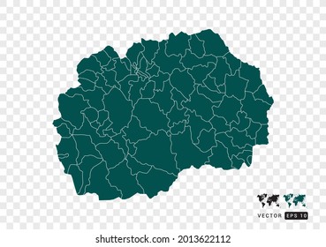 Abstract green Macedonia map. Design vector transparent background.