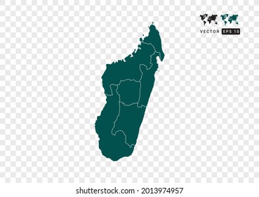 Abstract green Madagascar map. Design vector transparent background.