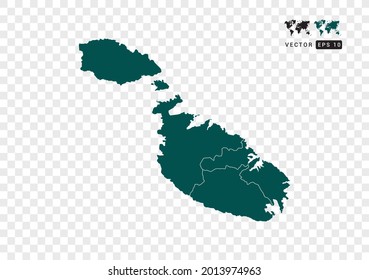 Abstract green Malta map. Design vector transparent background.