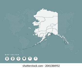Abstract green map of Alaska vector.