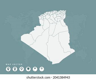 Abstract green map of Algeria vector.
