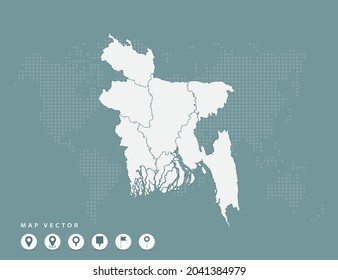 Abstract green map of Bangladesh vector.