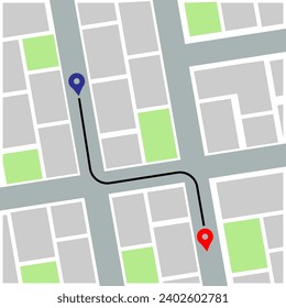 Abstract green map of the city with location direction vector illustration