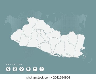 Abstract green map of El Salvador vector.