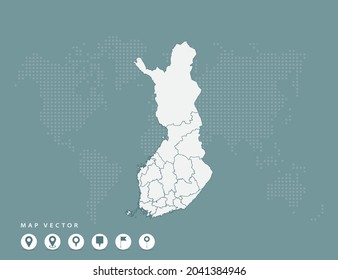 Mapa verde abstracto del vector de Finlandia.