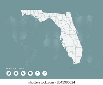 Abstract green map of Florida vector.