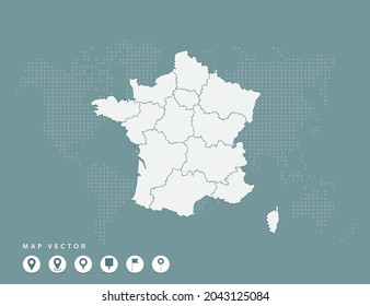 Abstrakte grüne Karte von Frankreich Vektor.