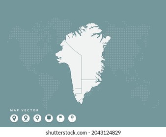 Abstract green map of Greenland vector.