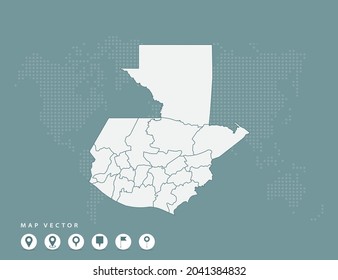 Abstract green map of Guatemala vector.