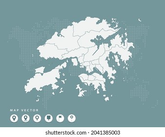 Abstract green map of Hong Kong vector.