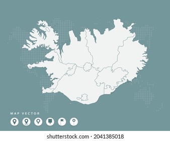 Abstract green map of Iceland vector.