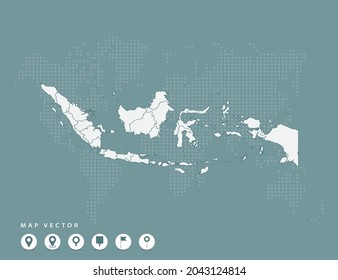 Mapa verde abstracto del vector de Indonesia.