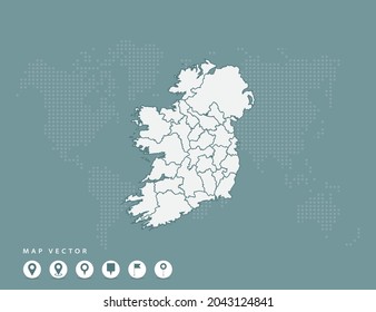 Abstract green map of Ireland vector.