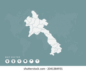 Abstract green map of Laos vector.