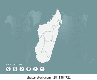 Abstract green map of Madagascar vector.