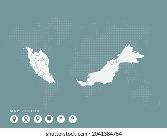 Abstrakte grüne Karte von Malaysia Vektor.