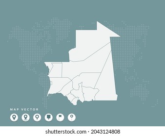 Mapa verde abstracto del vector de Mauritania.