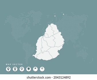Abstract green map of Mauritius vector.