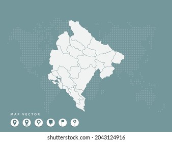 Abstract green map of Montenegro vector.