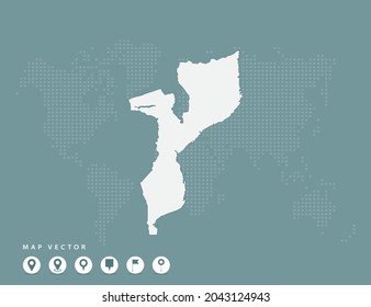 Abstract green map of Mozambique vector.