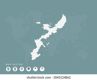 Abstract green map of Okinawa vector.