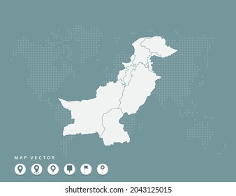 Mapa verde abstracto del vector de Pakistán.