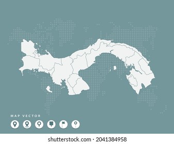 Abstract green map of Panama vector.