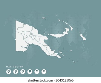 Abstract green map of Papua New Guinea vector.