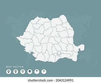 Mapa verde abstracto del vector de Rumania.