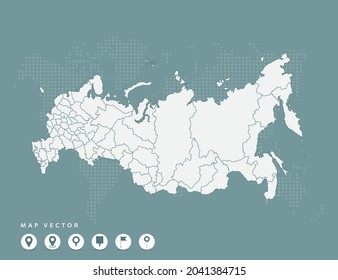 Abstract green map of Russia vector.