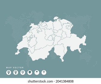 Mapa verde abstracto del vector de Suiza.