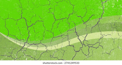 Abstract Green Map Texture Showing Cracked Earth Patterns and Drought-Like Landscape Overlay