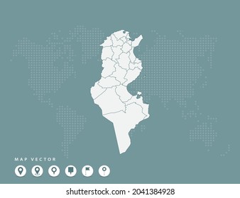 Abstract green map of Tunisia vector.