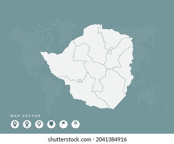 Mapa verde abstracto del vector de Zimbabue.