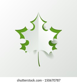 Abstract Green Maple Leaf Isolated on White Background